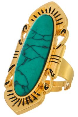 ANTIQUE OVAL TURQUOISE STONE RING