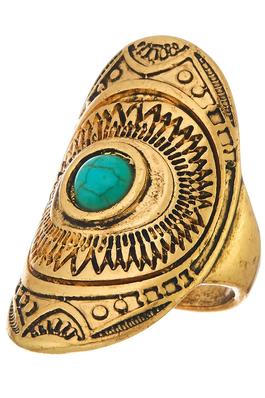 TRIBAL OVAL RING WITH TURQUOISE STONE
