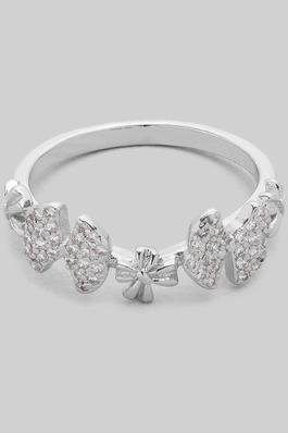 DELICATE BOW RING WITH PAVE