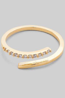 DELICATE BRASS TWIST RING WITH PAVE