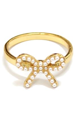 PEARL BEADED BOW RING