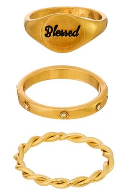 BLESSED-MAMA-SHINE BRIGHT-SMILE THREE PIECE RINGS