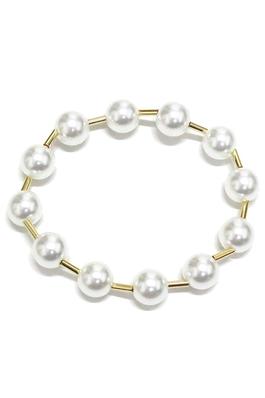 BAR AND PEARL BEAD STRETCH BRACELET
