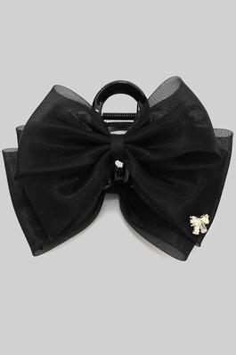 SHEER BOW HAIR CLIP WITH BOW RHINESTONES