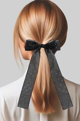 SHEER HAIR BOW WITH RHINESTONE ACCENTS