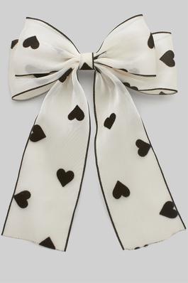 SHEER BOW HAIR CLIP WITH HEARTS