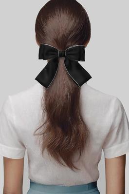 TWO TONE BLACK BOW HAIR CLIP WITH WHITE EDGES