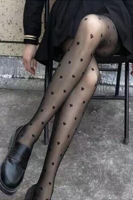 SHEER STOCKINGS WITH HEART PATTERN