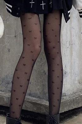 SHEER STOCKINGS WITH BOW PATTERN