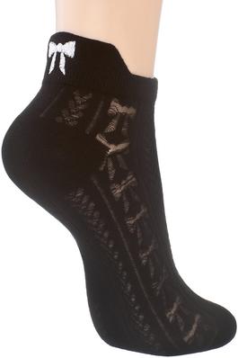 ANKLE SOCK WITH BOW PATTERN AND EMBROIDERED BOW