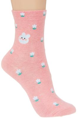 BUNNY AND FLOWER PATTERN ANKLE SOCKS