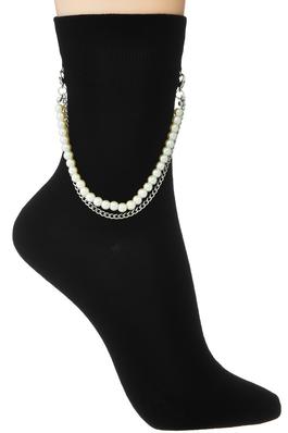 CHAIN AND PEARL DROP ANKLE SOCKS