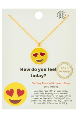GOLD DIPPED SMILING FACE HEART EYES NECKLACE