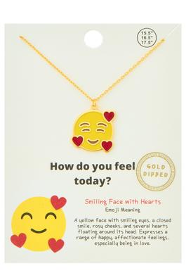 GOLD DIPPED SMILING FACE WITH HEART NECKLACE