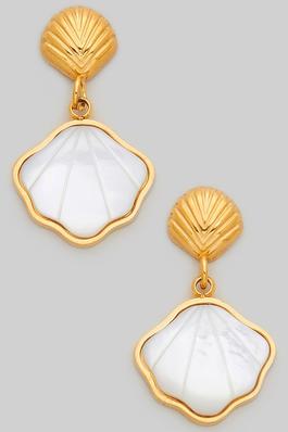18K GOLD DIPPED PEARLY SHELL DROP EARRINGS