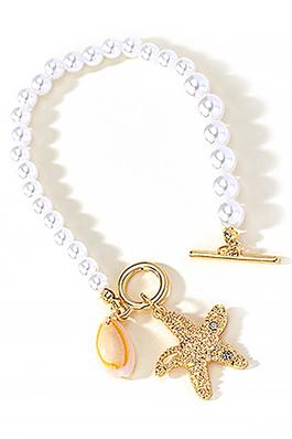 PEARL TOGGLE BRACELET WITH SEA CHARMS