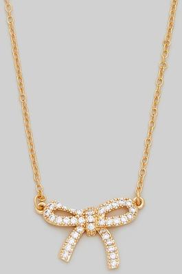 18K GOLD DIPPED NECKLACE WITH CZ BOW PENDANT