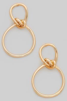 DOUBLE CIRCLE DROP EARRINGS WITH KNOT