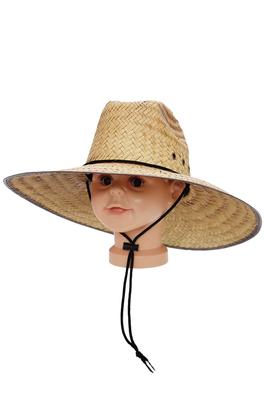 Kids Eyeleted Wide Natural Straw Lifeguard Hat