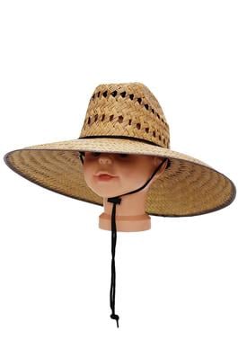 Kids Vented Wide Natural Straw Lifeguard Hat