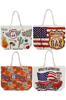 Route 66 Souvenir Polyester Rope Handle Tote Bag