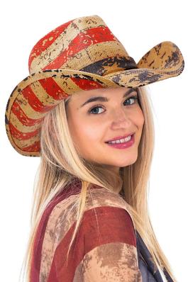 Vintage Speckled American Flag Cowboy Hat