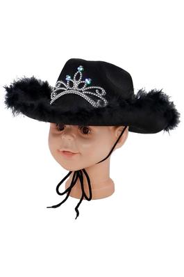 Kid's LED Light-Up Bling Tiara Feather Cowgirl Hat