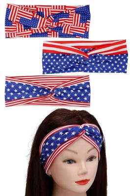American Flag Turban Front Elastic Head Band