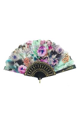 Floral Faux Satin Hand-Held Folding Fan