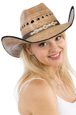 Vented Biggs Natural Palm Straw Cowboy Hat