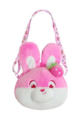 Strawberry Bunny Plushie Single Zip Crossbody Bag