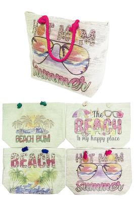 Beach Vibe Vintage Brushed Canvas Tote Bag