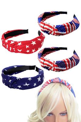 American Flag Twist Knotted Hard Shell Head Band