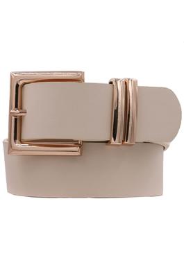 Squared Faux Leather Buckle Double Loop Belt