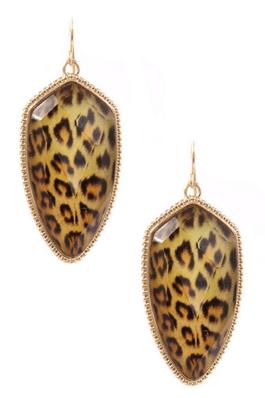 Glass Stone Leopard Print Drop Earrings