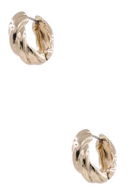 Brass Metal Rope Textured Hoop Earrings