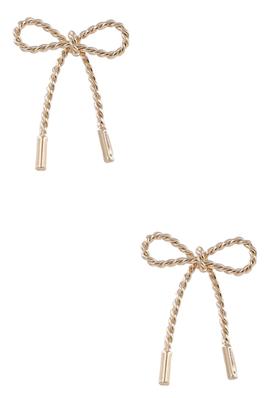 Brass Metal Bow Tie Earrings