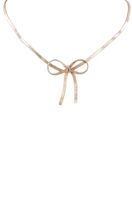 Brass Snake Metal Bow Tie Necklace