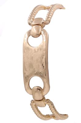 Metal Oval Cast Linked Stretch Bracelet