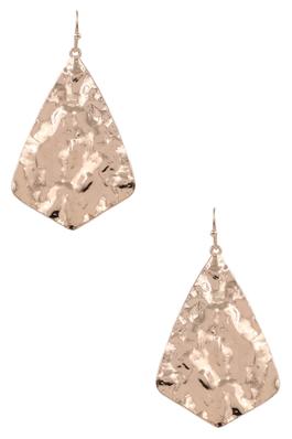 Metal Hammered Diamond Dangle Earrings