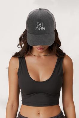 GLITTER MESH CAT MOM BASEBALL CAP