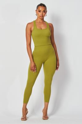 ACTIVE KNIT CROP TANK AND LEGGINGS SET