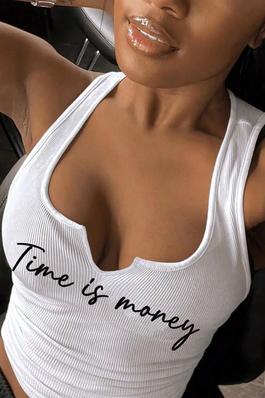 TIME IS MONEY RIBBED JERSEY TANK