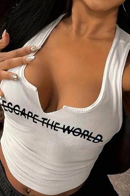 ESCAPE THE WORLD RIBBED JERSEY TANK