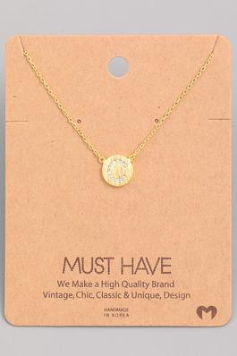 Initial A Jewel Coin Pendant Necklace
