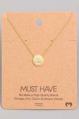 Initial A Jewel Coin Pendant Necklace