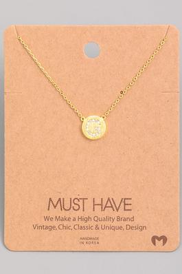 Initial G Jewel Coin Pendant Necklace