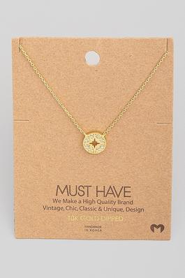 Circle North Star Pendant Necklace