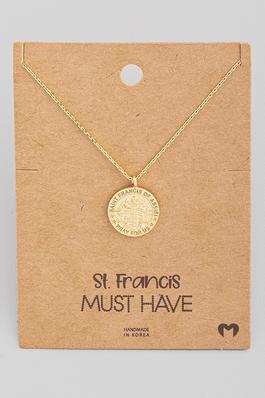 St Francis Coin Necklace