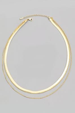Layered Herringbone Choker Necklace